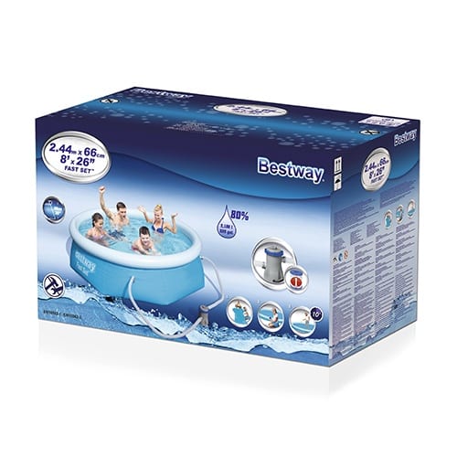 Hồ bơi bơm hơi hình tròn Bestway - 2.44m x 0.66m - 2300lít - màu xanh lơ